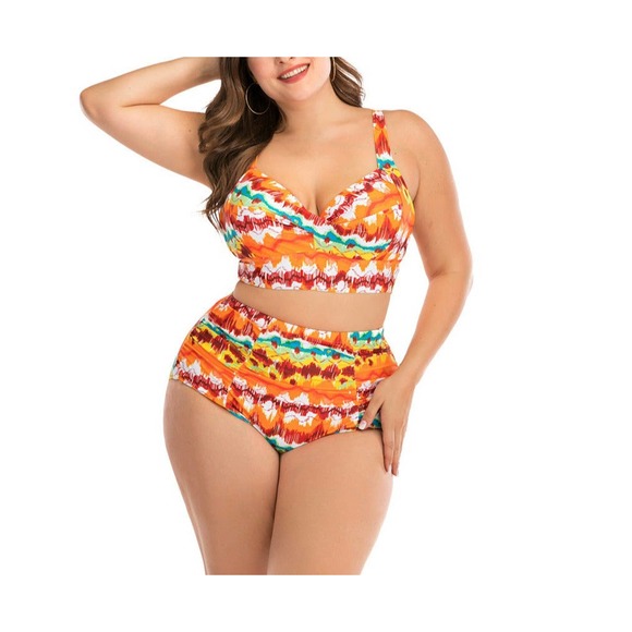Plus size two piece swimsuit women beach wear - Picture 2 of 7